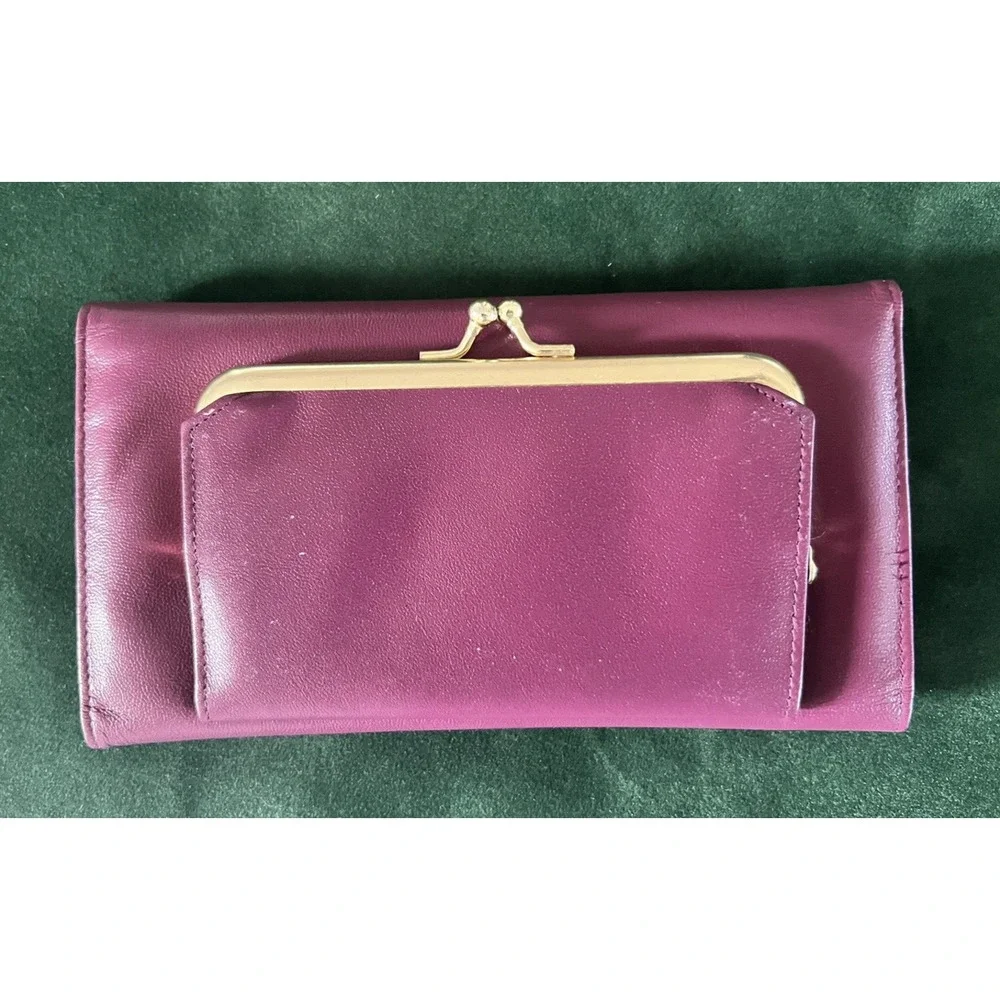 NWOT VTG Buxton Burgundy Leather Long Wallet Clutch Coin Checkbook Organizer